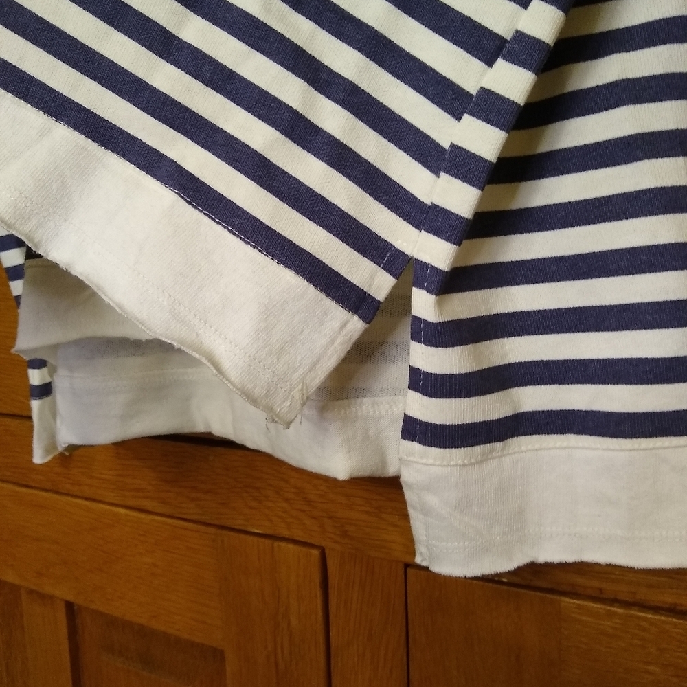 Easel navy & ivory striped oversize short sleeve hoodie - Picture 8 of 14